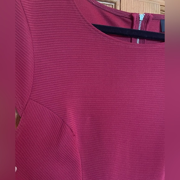 Deep Red Peplum Fitted Dress - size XL - Picture 3 of 5